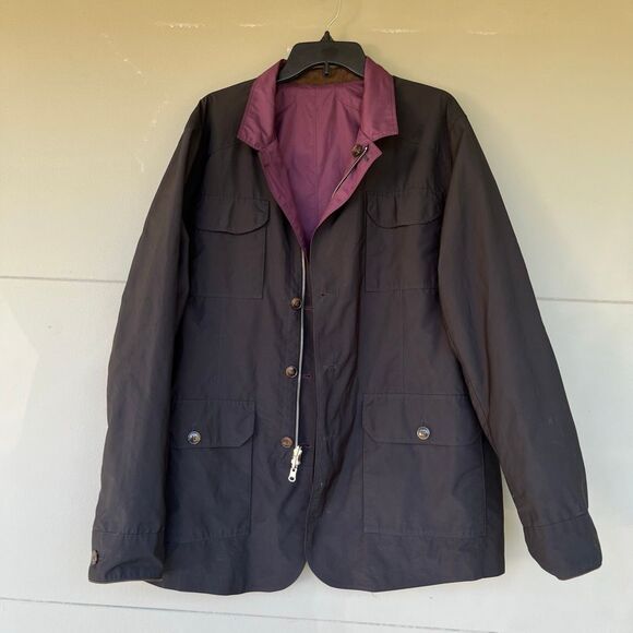 Peter Millar Reversible Canton Field Jacket Black/Grape Faux Suede Trim, Size L - Picture 5 of 16